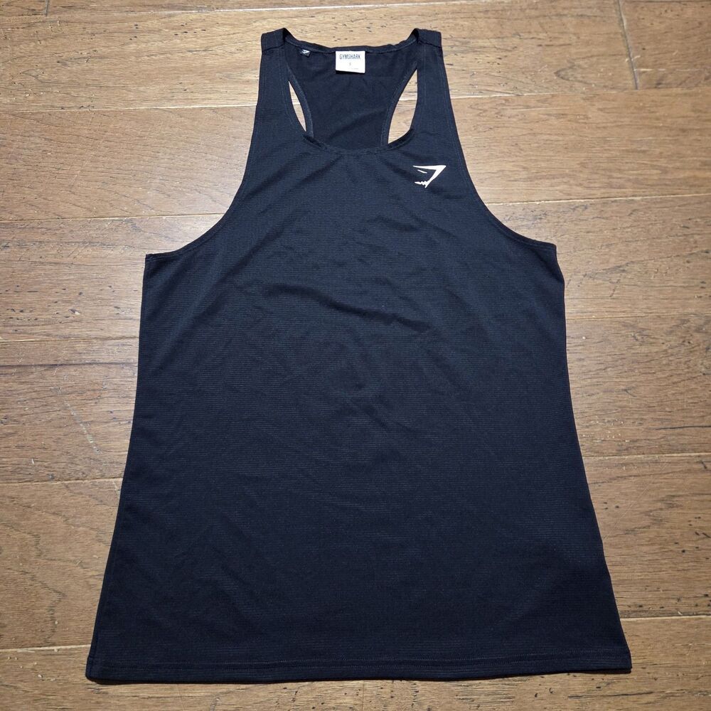 Gymshark Tank Top Mens Small Black Arrival Sleeveless Tee Performance Breathable
